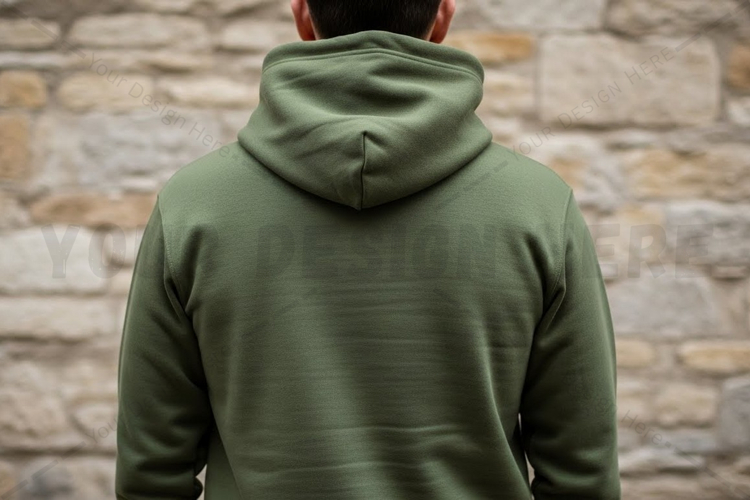 Olive green hoodie t-shirt mockup