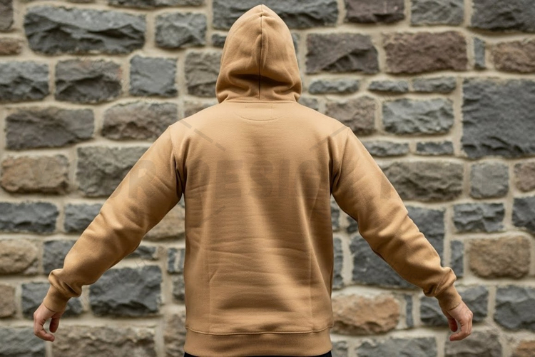 Tan hooded sweatshirt mockup design