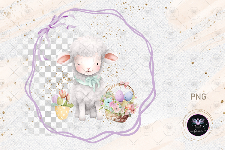 Easter Lamb & Flowers clipart