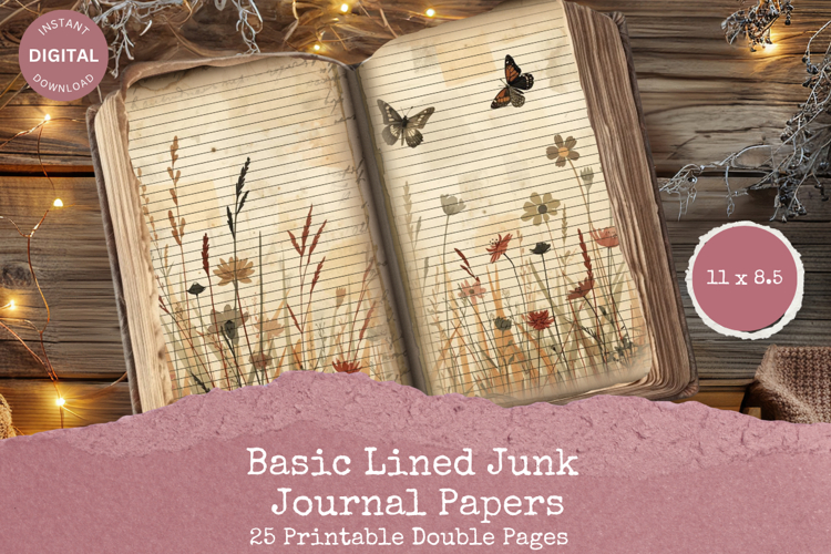 Simple Lined Junk Journal - Vintage Printable Paper