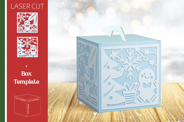 Christmas gift box laser cut, Candy box paper, Gingerbread