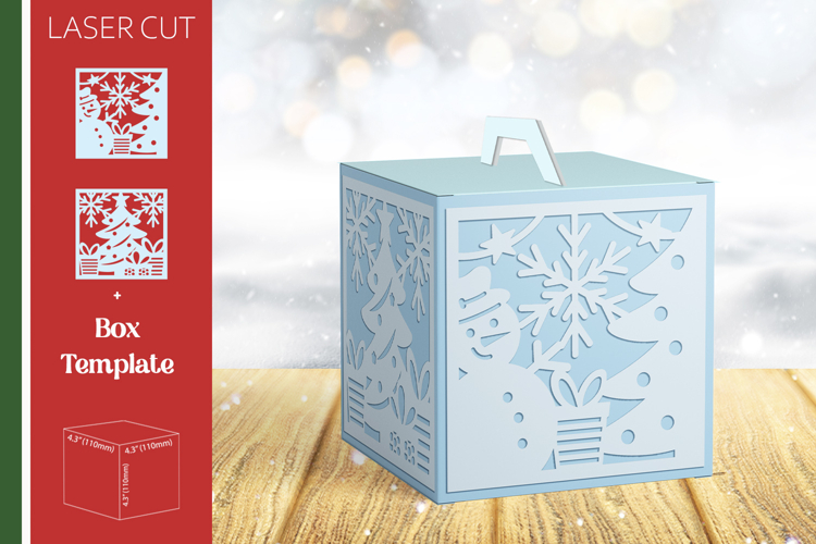 Christmas gift box laser cut, Candy box paper craft