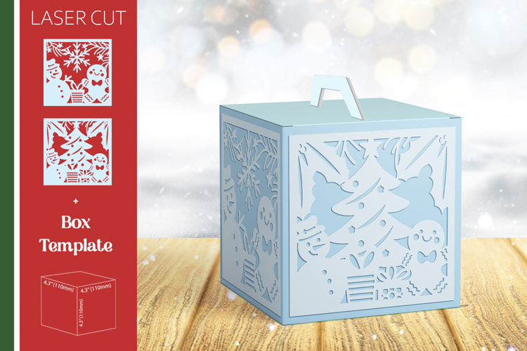 Christmas gift box laser cut, Candy box paper template