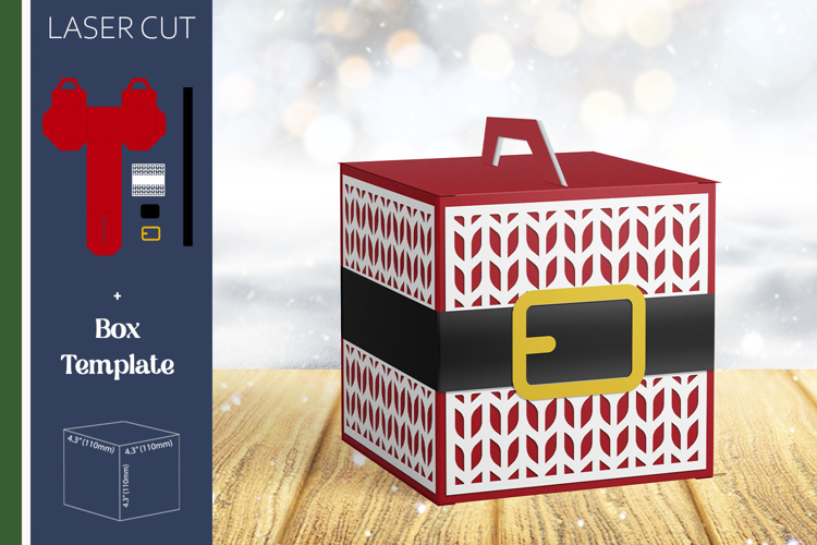 Christmas Santa treat box, Paper candy gift box template