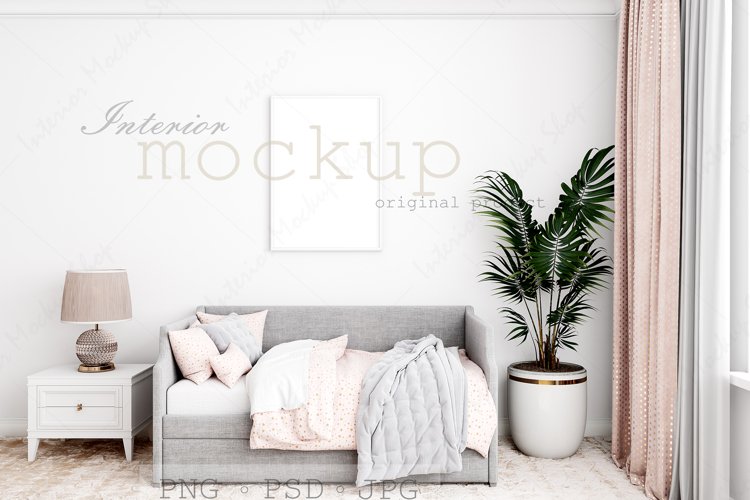 Mock up poster frame in children room example image 1