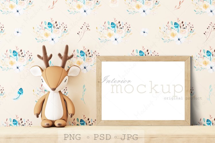 Frame mockup A4, Poster Mockup, Mockup in interior example image 1