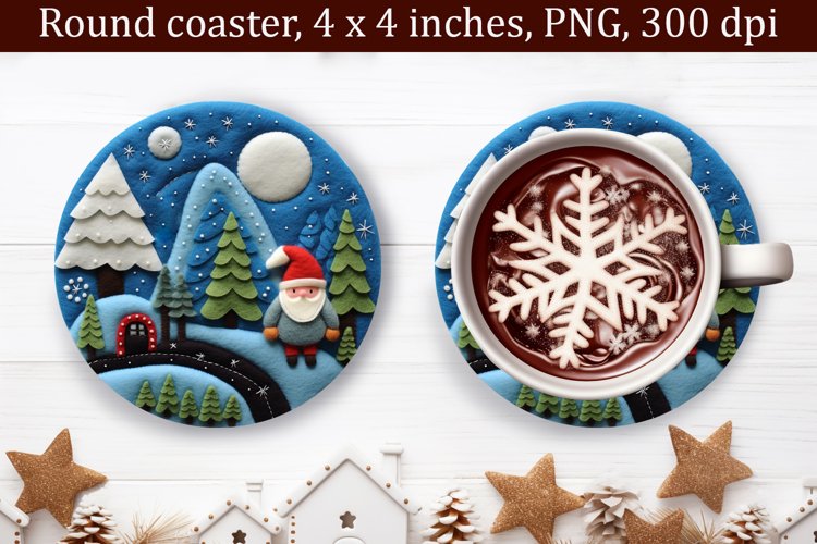 3d Christmas Coaster, Round Christmas Coaster Sublimation