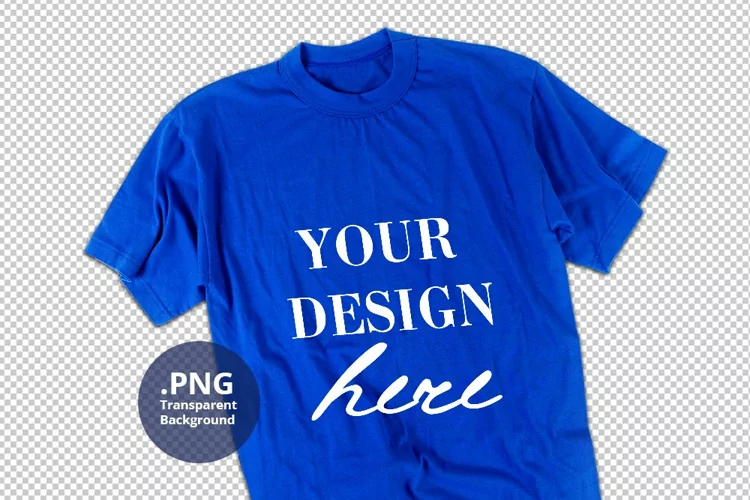 Blue Man's t-shirt Mockup Transparent background PSD mockup