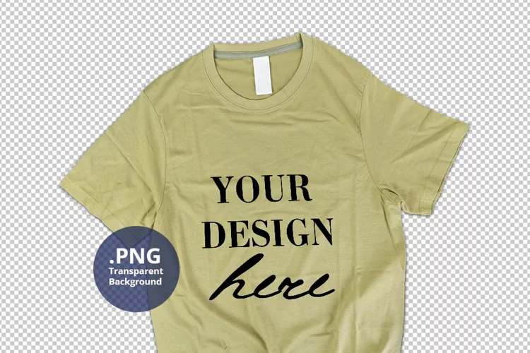 Sand color Man's t-shirt Mockup Transparent background PSD