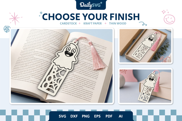 Cute Ghost Bookmark SVG Halloween Spooky Cut File