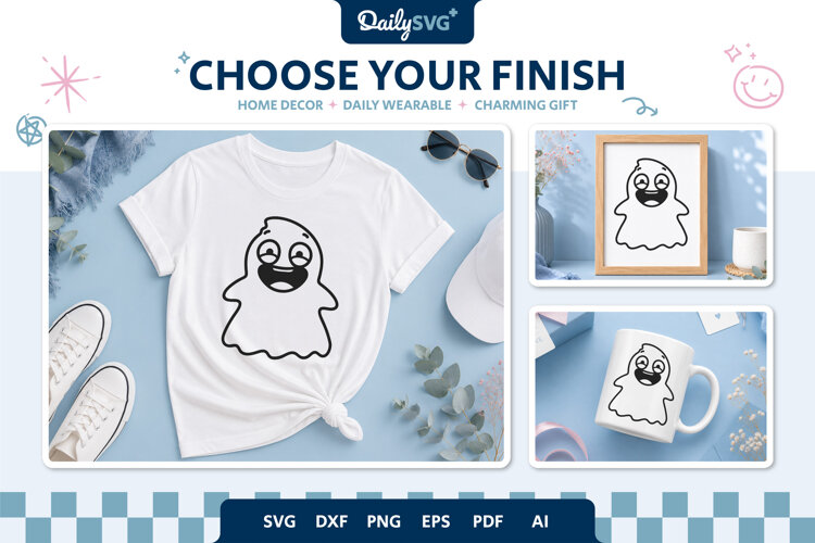 Mocking Cute Ghost SVG Halloween Kawaii Spooky Cut File example image 1