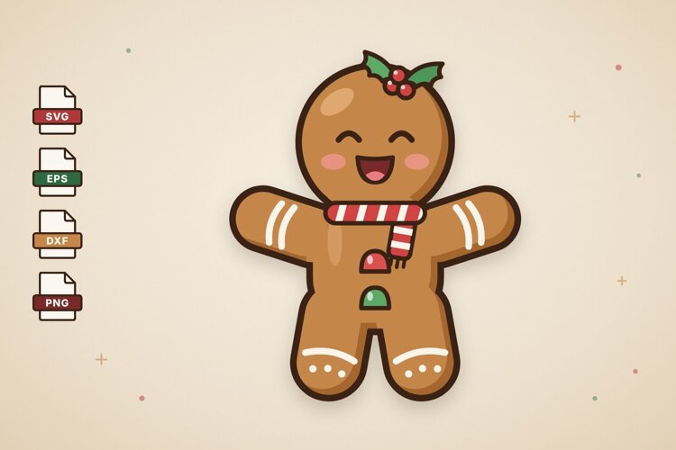 Cute Gingerbread Man SVG Christmas Cookie Clipart example image 1