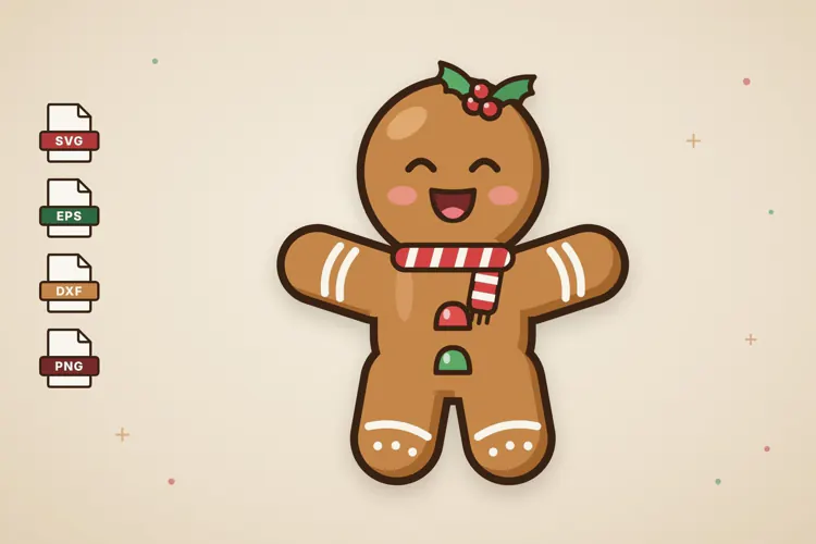 Cute Gingerbread Man SVG Christmas Cookie Clipart