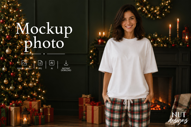 Christmas T-Shirt Mockup woman blank tshirt