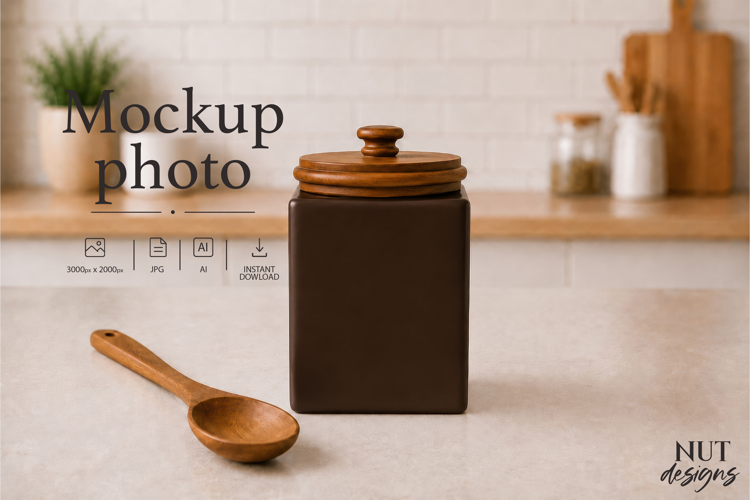 Dark Brown Canister Mockup Elegant kitchen mockup