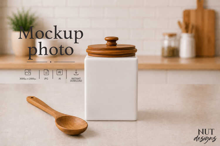 White Kitchen Canister Mockup Elegant kitchen mockup