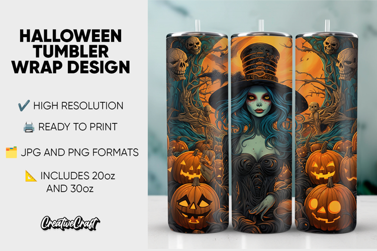 Halloween Tumbler Wrap Design, tumbler sublimation 20oz 30oz