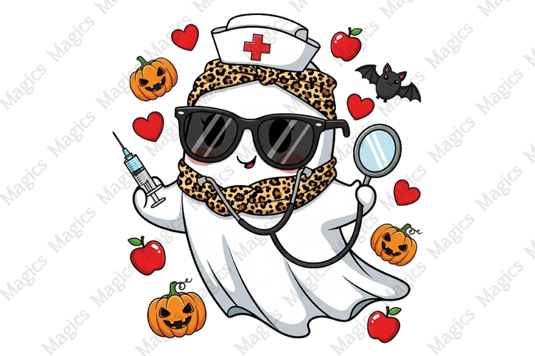 Preppy Nurse Halloween Ghost Spooky PNG