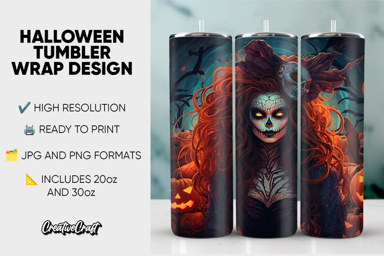 Halloween Tumbler Wrap Design, tumbler sublimation 20oz 30oz