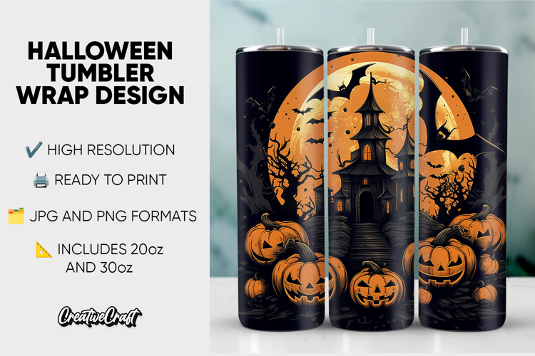 Halloween Tumbler Wrap Design, tumbler sublimation 20oz 30oz