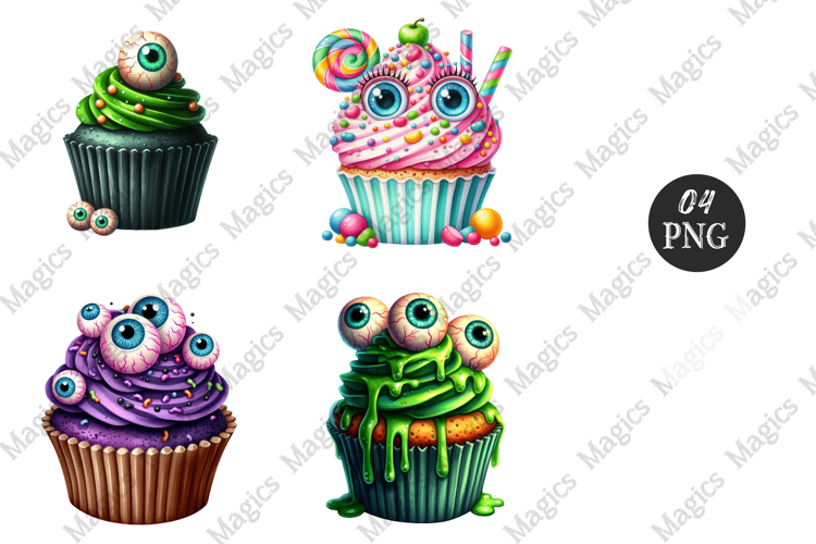 Spooky cupcake with eyeballs Sublimation Png