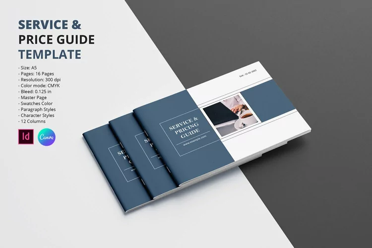 Service & Pricing Guide Template, Indesign & Canva Template