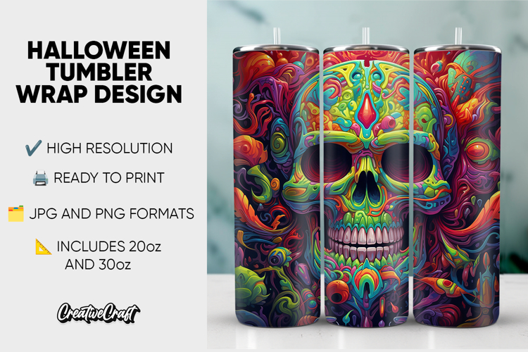 Halloween Tumbler Wrap Design, tumbler sublimation 20oz 30oz