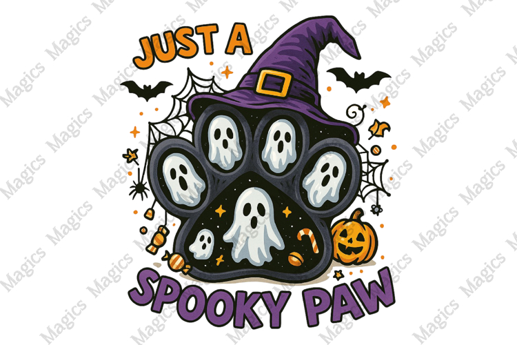Just a Spooky Paw Halloween PNG