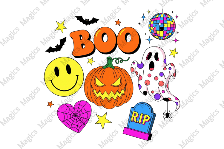 Retro Halloween Ghost Pumpkin Png
