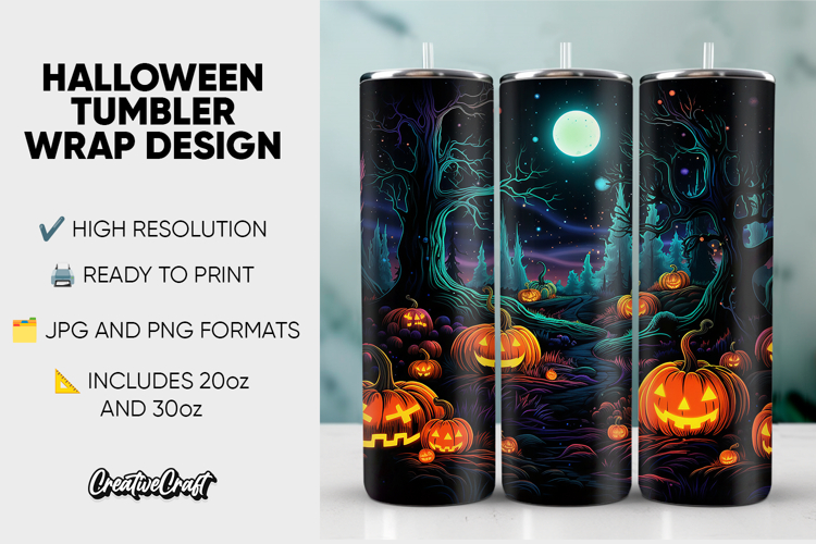 Halloween Tumbler Wrap Design, tumbler sublimation 20oz 30oz