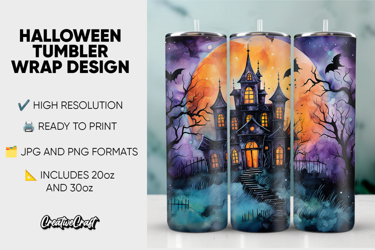 Halloween Tumbler Wrap Design, tumbler sublimation 20oz 30oz