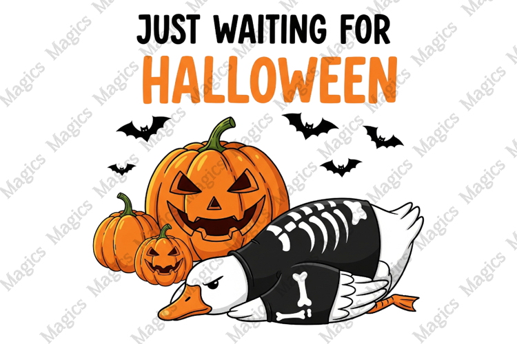 Just Waiting for Halloween Funny Goose Png