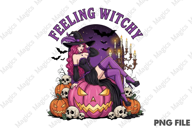 Halloween Witch PNG Sublimation example image 1