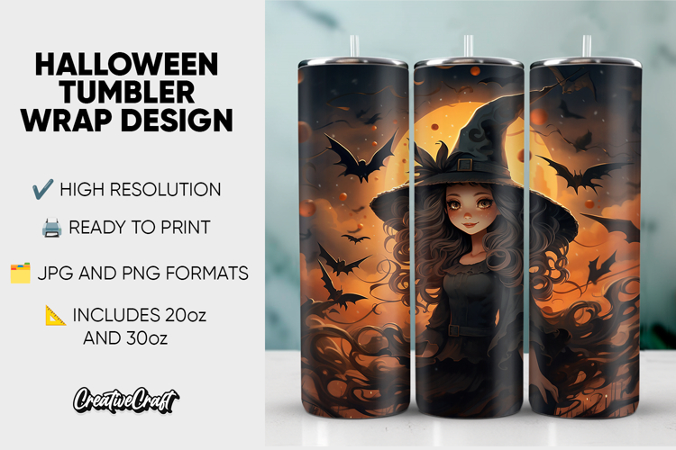 Halloween Tumbler Wrap Design, tumbler sublimation 20oz 30oz