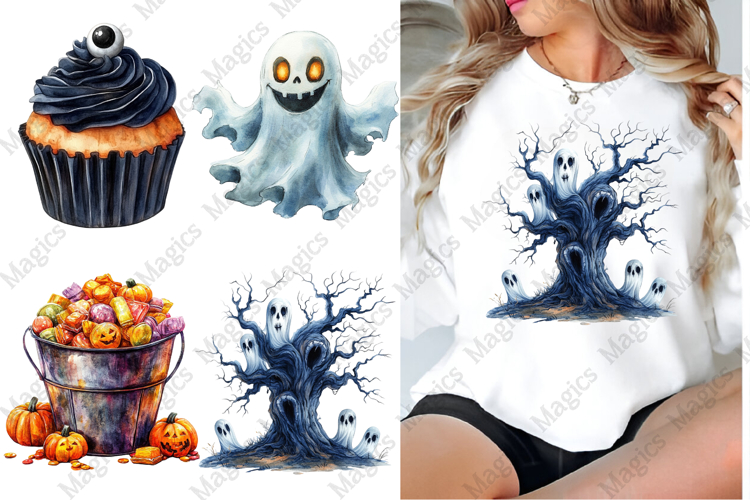 Watercolor Halloween Huge Clipart Design