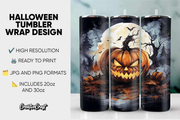 Halloween Tumbler Wrap Design, tumbler sublimation 20oz 30oz
