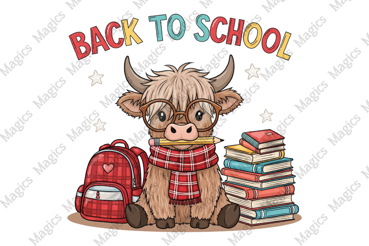 Highland Cow Back to School PNG