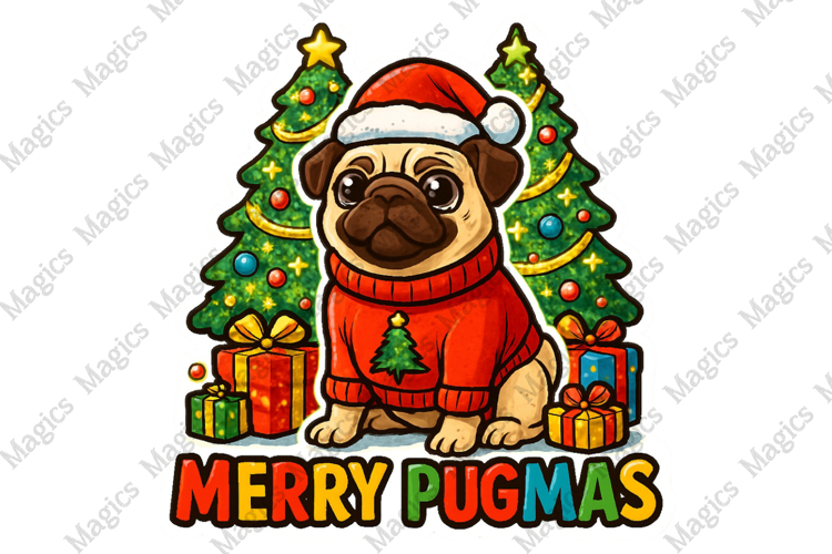 Merry Pugmas Christmas Png, Funny Dog