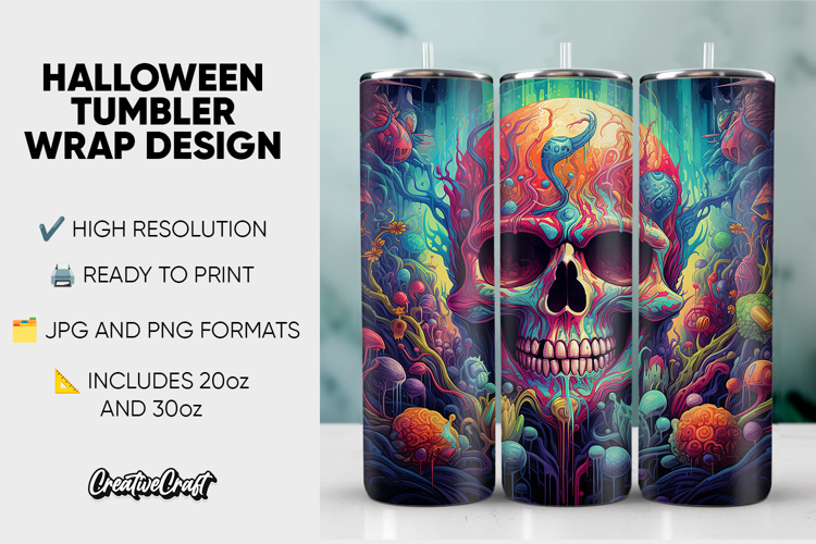 Halloween Tumbler Wrap Design, tumbler sublimation 20oz 30oz