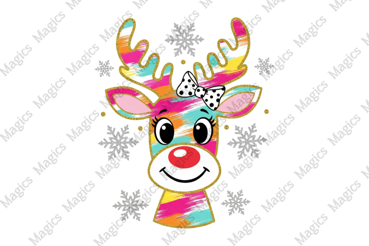 Glitter Reindeer Face with Bow