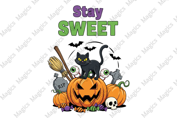 Stay Sweet, Halloween Black Cat Png