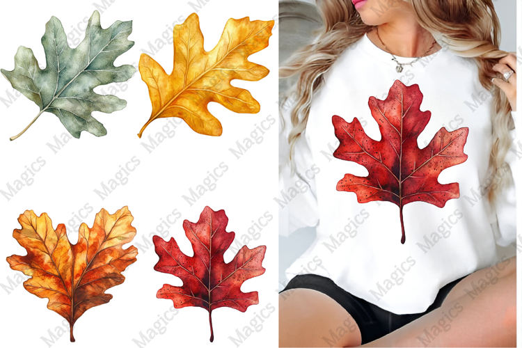 Watercolor Acorns & Oak Leaves Clipart