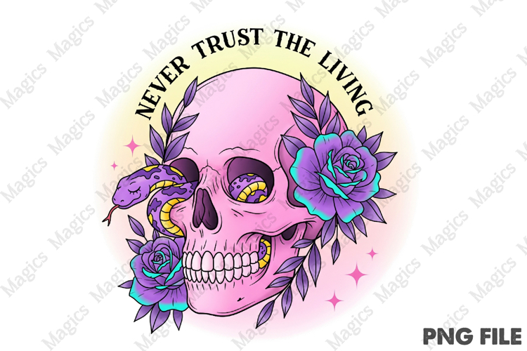 Pink Halloween Skull PNG Sublimation example image 1