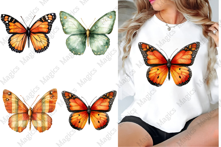 Watercolor Autumn butterflies