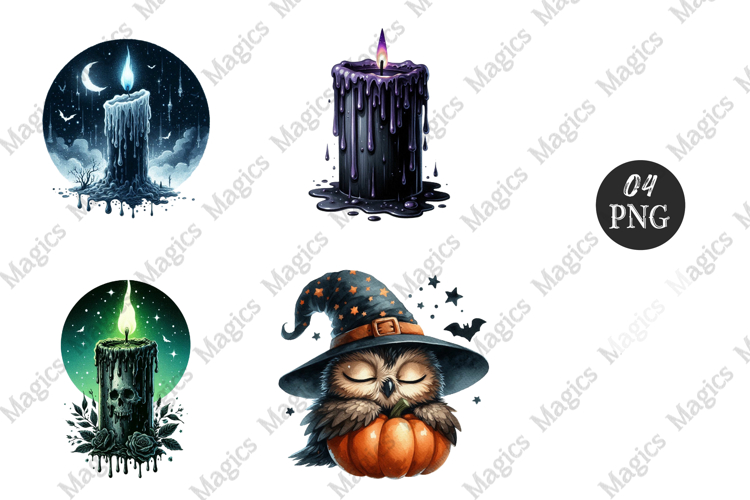 Spooky Candle with Dripping Wax Sublimation Png