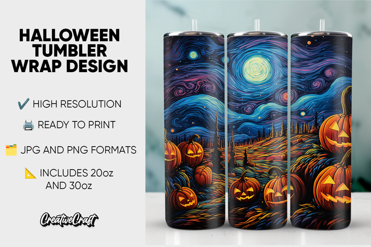Halloween Tumbler Wrap Design, tumbler sublimation 20oz 30oz