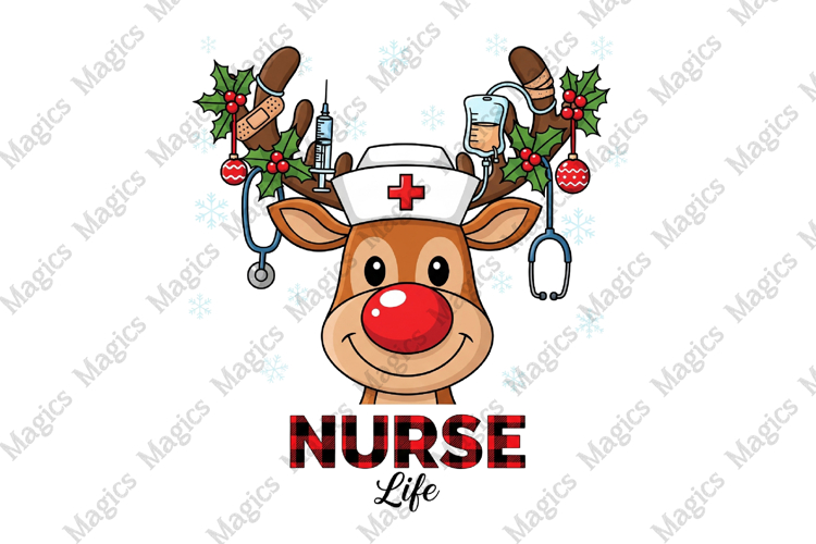 Christmas Nurse Life Reindeer PNG