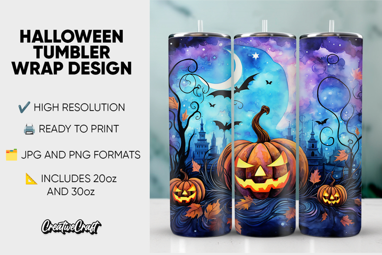Halloween Tumbler Wrap Design, tumbler sublimation 20oz 30oz