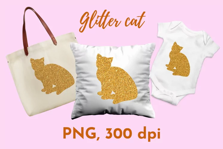 Golden Glitter cat silhouette printable