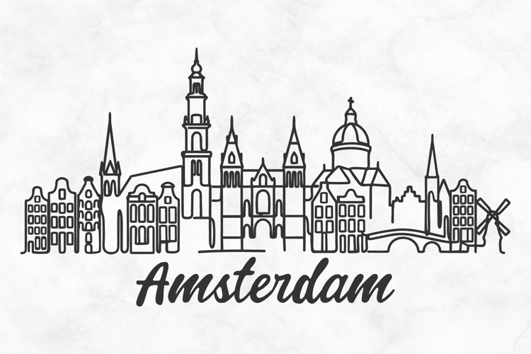 Amsterdam Minimalism Line Drawing